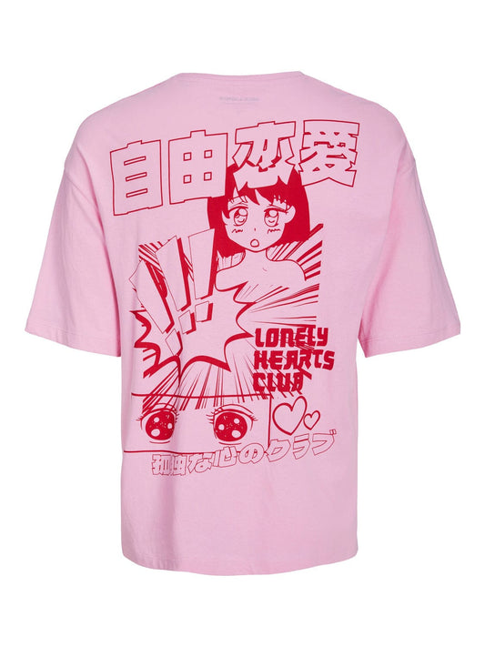 Camiseta de manga corta en algodón rosa KARMA
