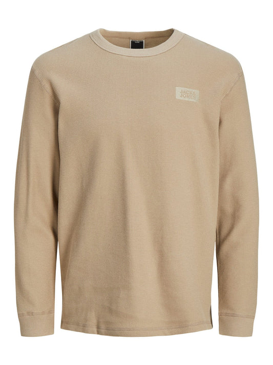 Camiseta de algodón de manga larga beige CLASSIC
