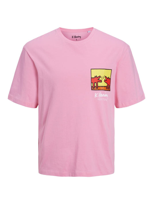 Camiseta de manga corta rosa - KEITH HARING
