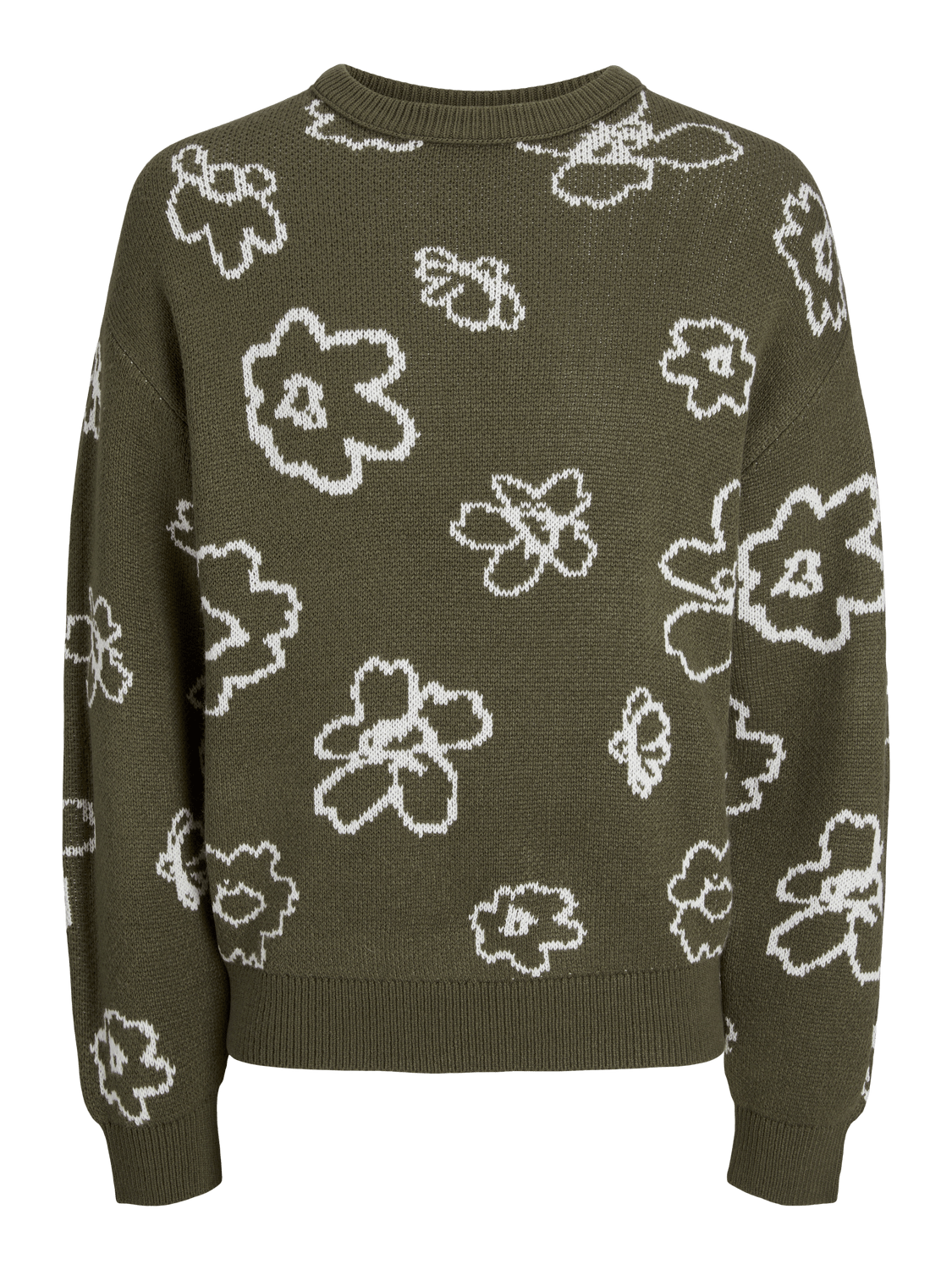 Jersey de punto estampado flores verde oliva - JORBLOOM